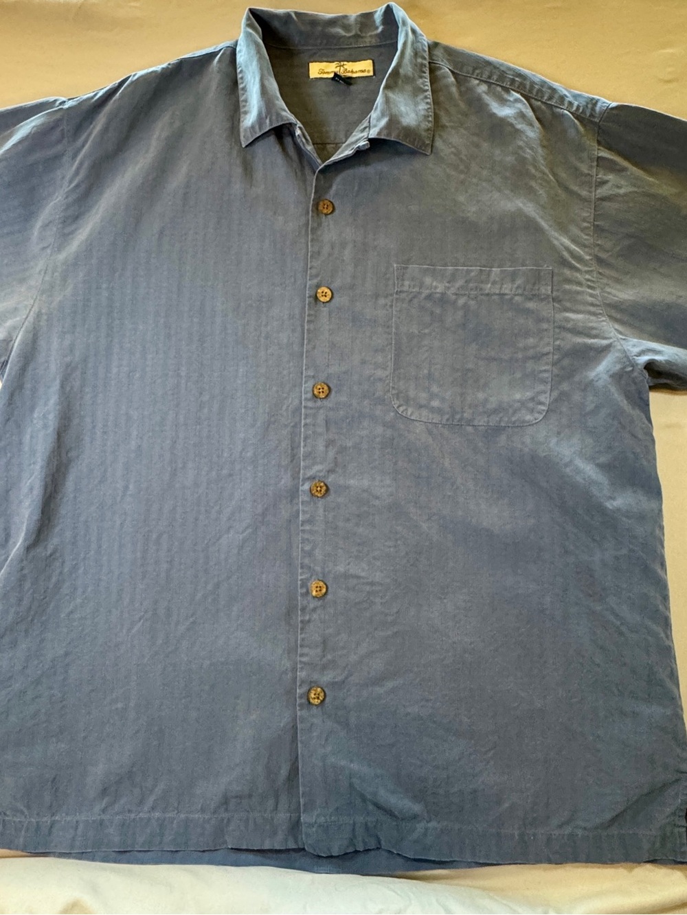 Tommy Bahama Blue Short-Sleeve Button-Up Silk Shirt
